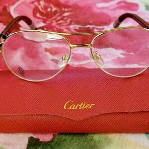 Vintage Cartier Edition Santos-DuMont Aviator Eyeglasses Gold Plated 1988!!